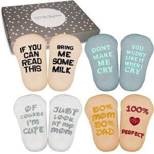 SurBaby Baby Socks Set – 90% Cotton, Anti slip, Socks with Funny Sayings